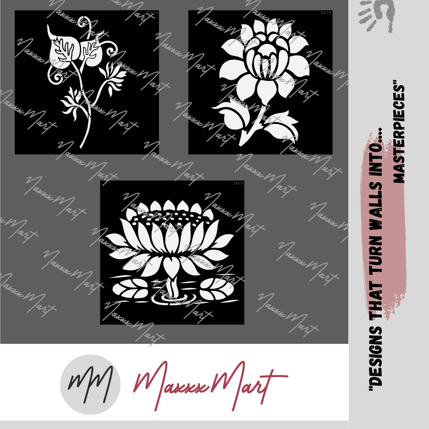 MaxxxMart - Flowers Wall Stencil -5 (Inches)