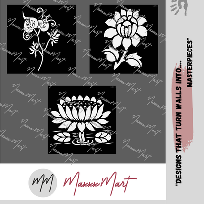 MaxxxMart - Flowers Wall Stencil -5 (Inches)