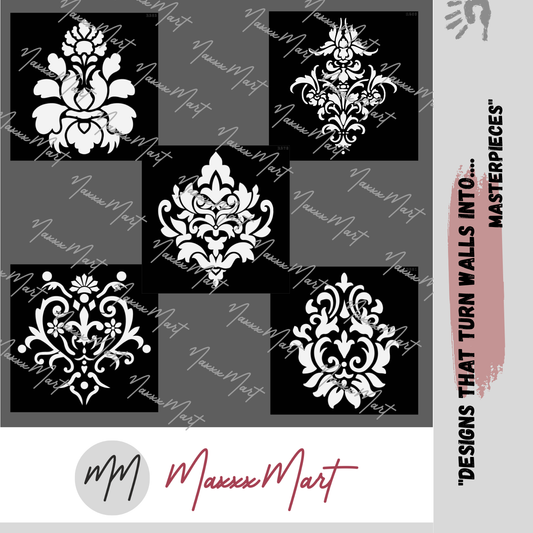 MaxxxMart - Damask Pattern Wall Stencil