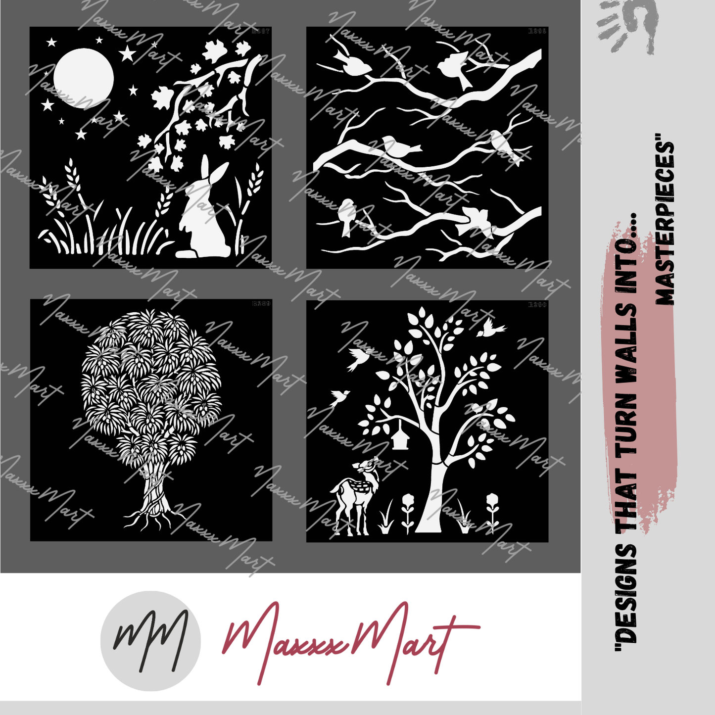 MaxxxMart - Trees And Branches Wall stencil (Inches)