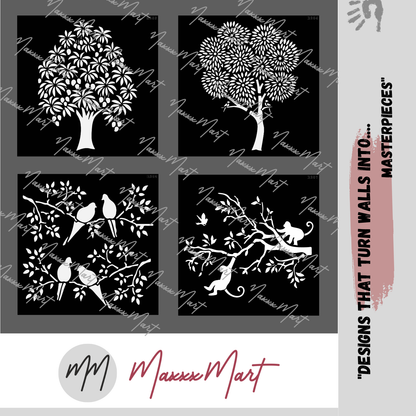 MaxxxMart - Trees And Branches Wall Stencil-1 (Inches)