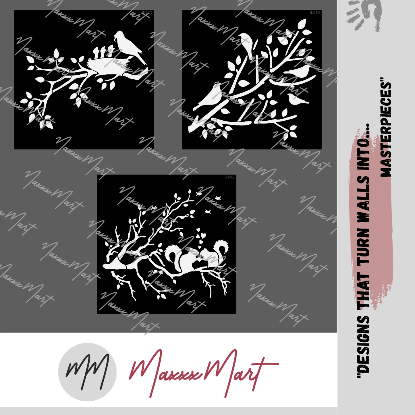 MaxxxMart -  Trees And Branches wall stencil - 2 (Inches)