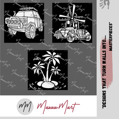 MaxxxMart-Beach Theme Wall Stencil (Inches)