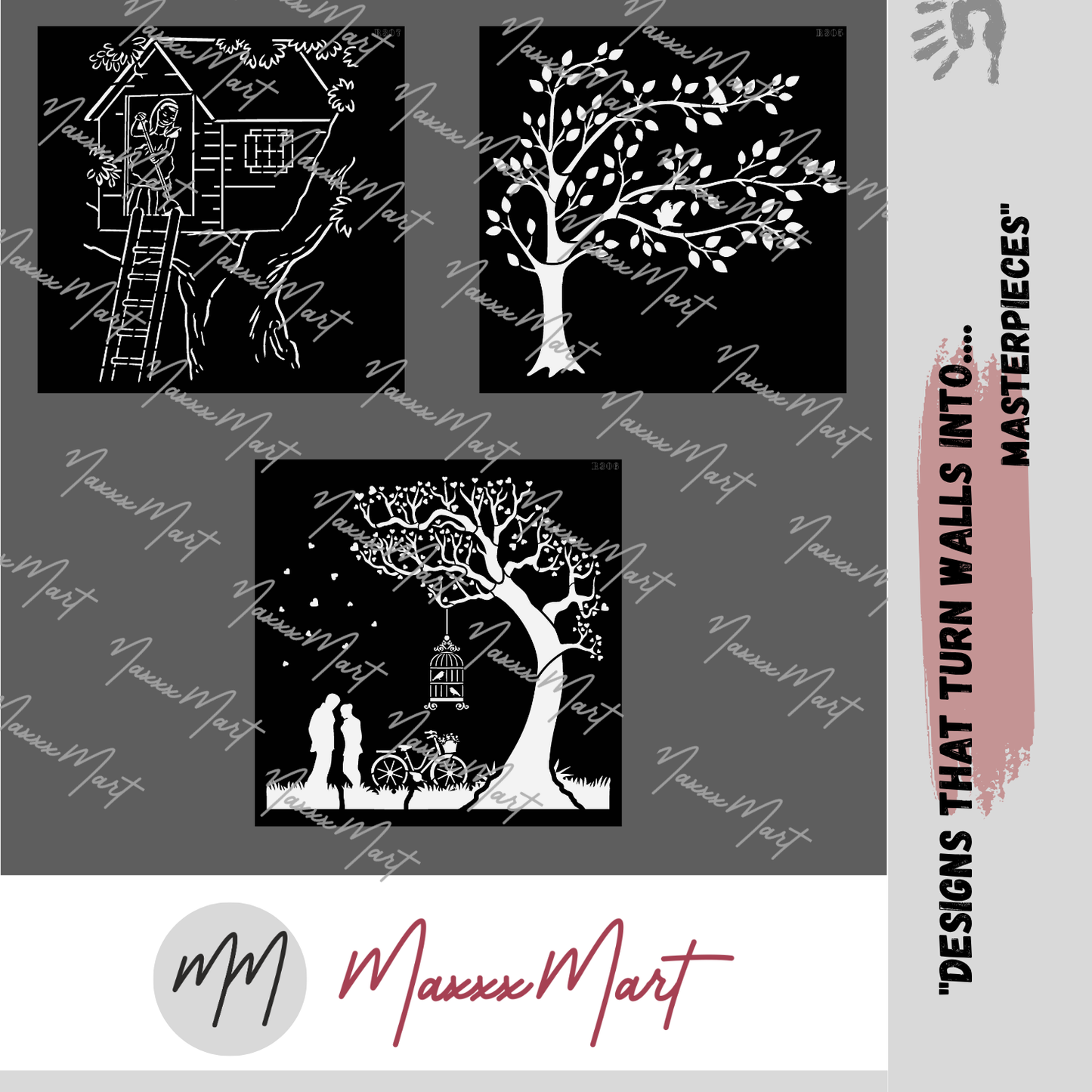 MaxxxMart - Trees And Branches wall stencil -4 (Inches)