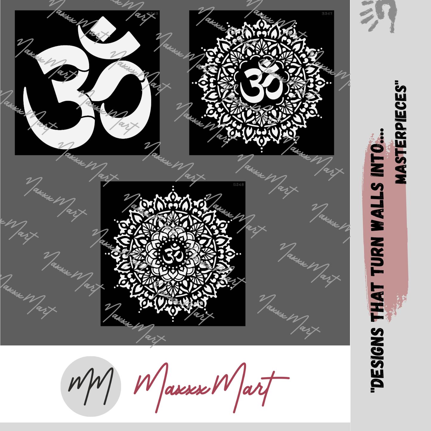 MaxxxMart - Om Mandala theme Wall Stencil(Inches)