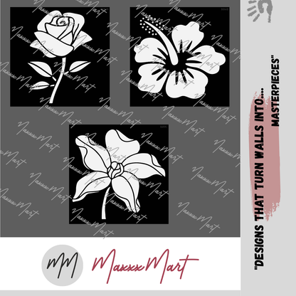 MaxxxMart - Flower Theme Wall Stencil Pack(Inches)
