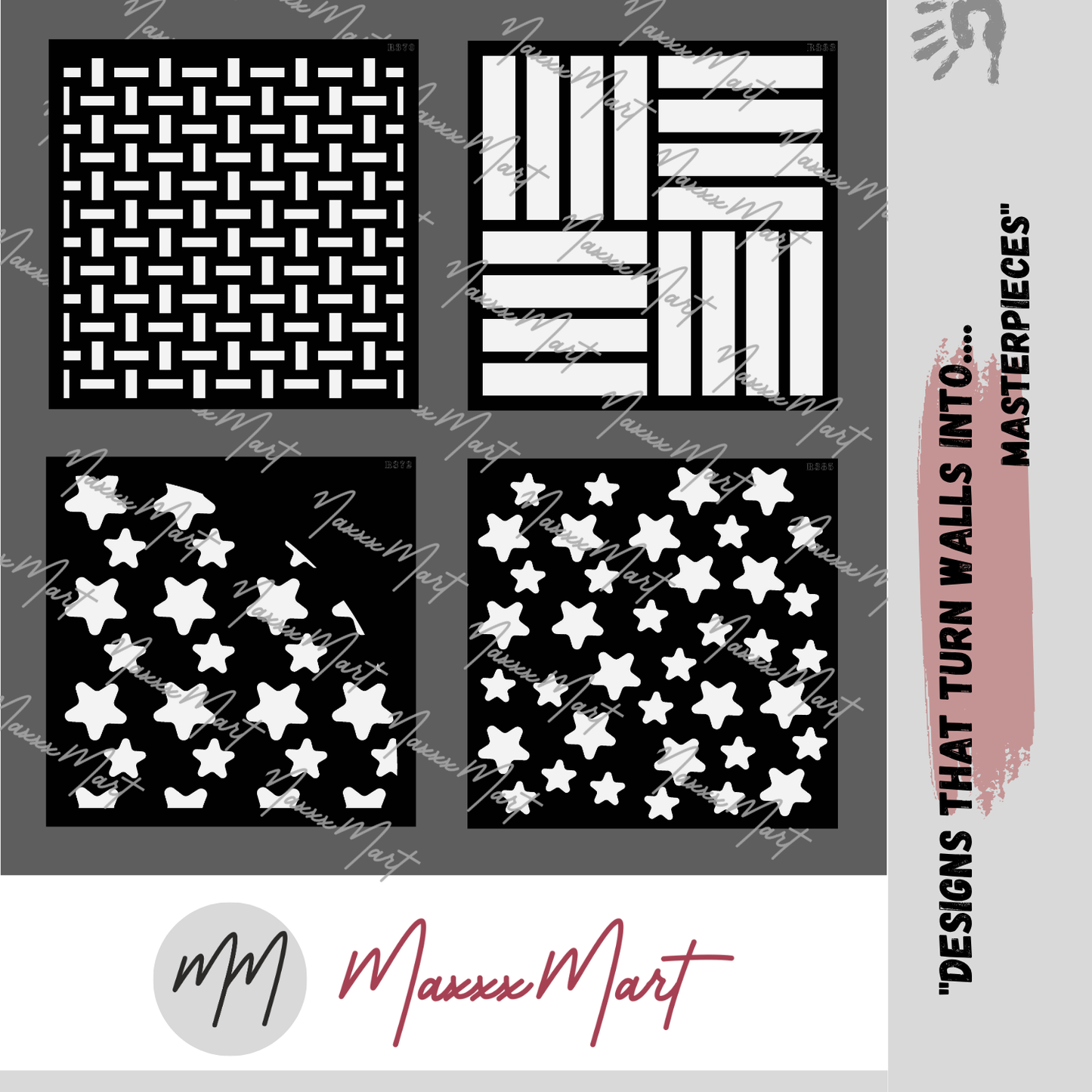 MaxxxMart - Wall Pattern Wall Stencil-1(Inches)
