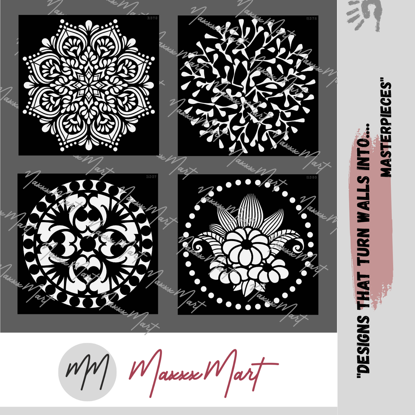 MaxxxMart - Floral Mandala Theme Wall Stencil( Inches)