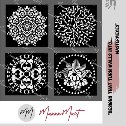 MaxxxMart - Floral Mandala Theme Wall Stencil( Inches)