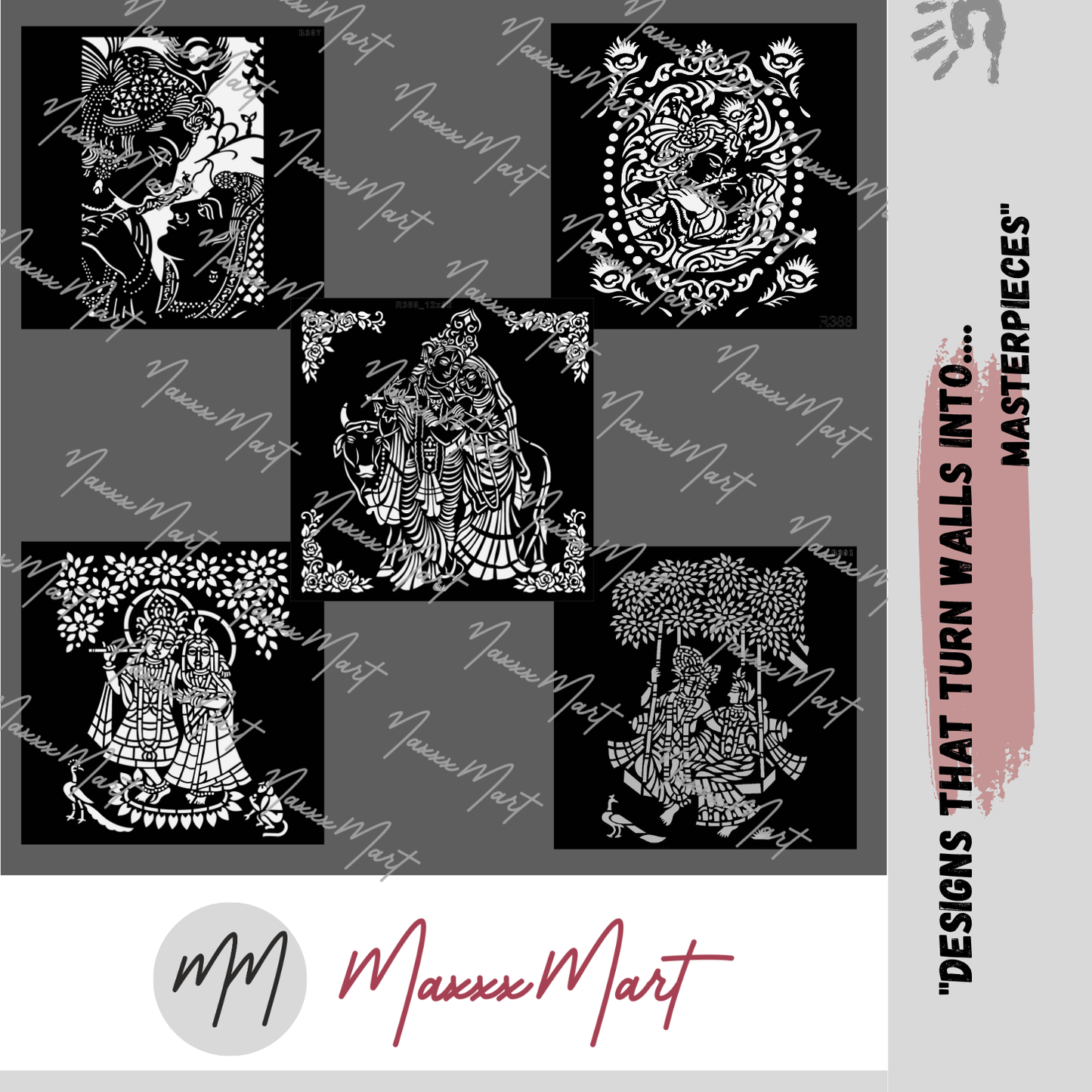 MaxxxMart - Lord Krishna And Radha Wall Stencil (Inches)