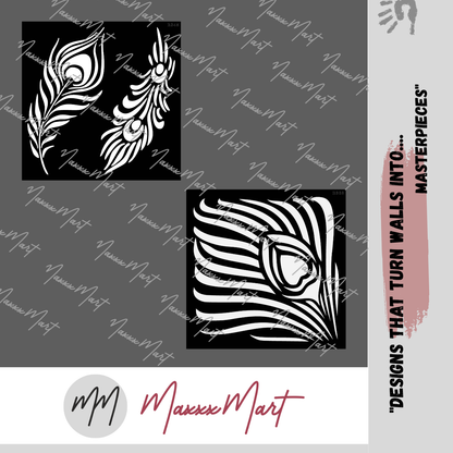 MaxxxMart - Peacock Feather Wall Stencil(Inches)