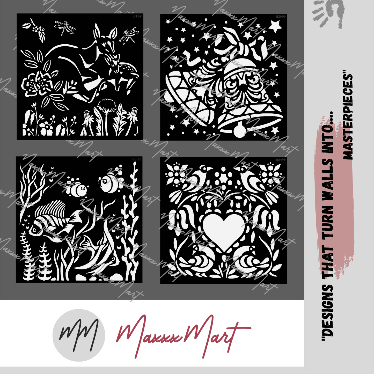 MaxxxMart - Multi Theme Wall Stencil-4 (Inches)