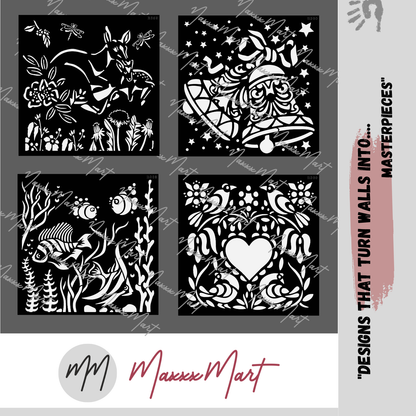 MaxxxMart - Multi Theme Wall Stencil-4 (Inches)