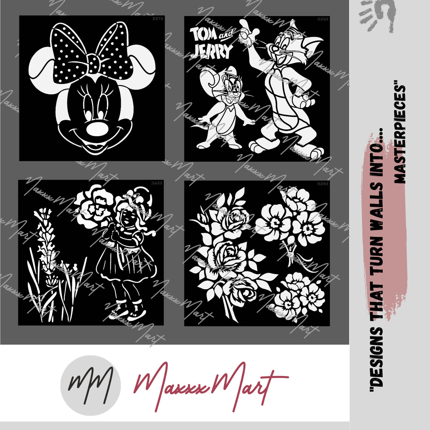 MaxxxMart - Kids Cartoon Theme Wall Stencil(Inches)