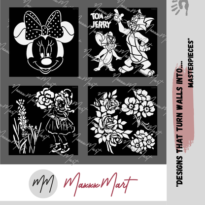 MaxxxMart - Kids Cartoon Theme Wall Stencil(Inches)