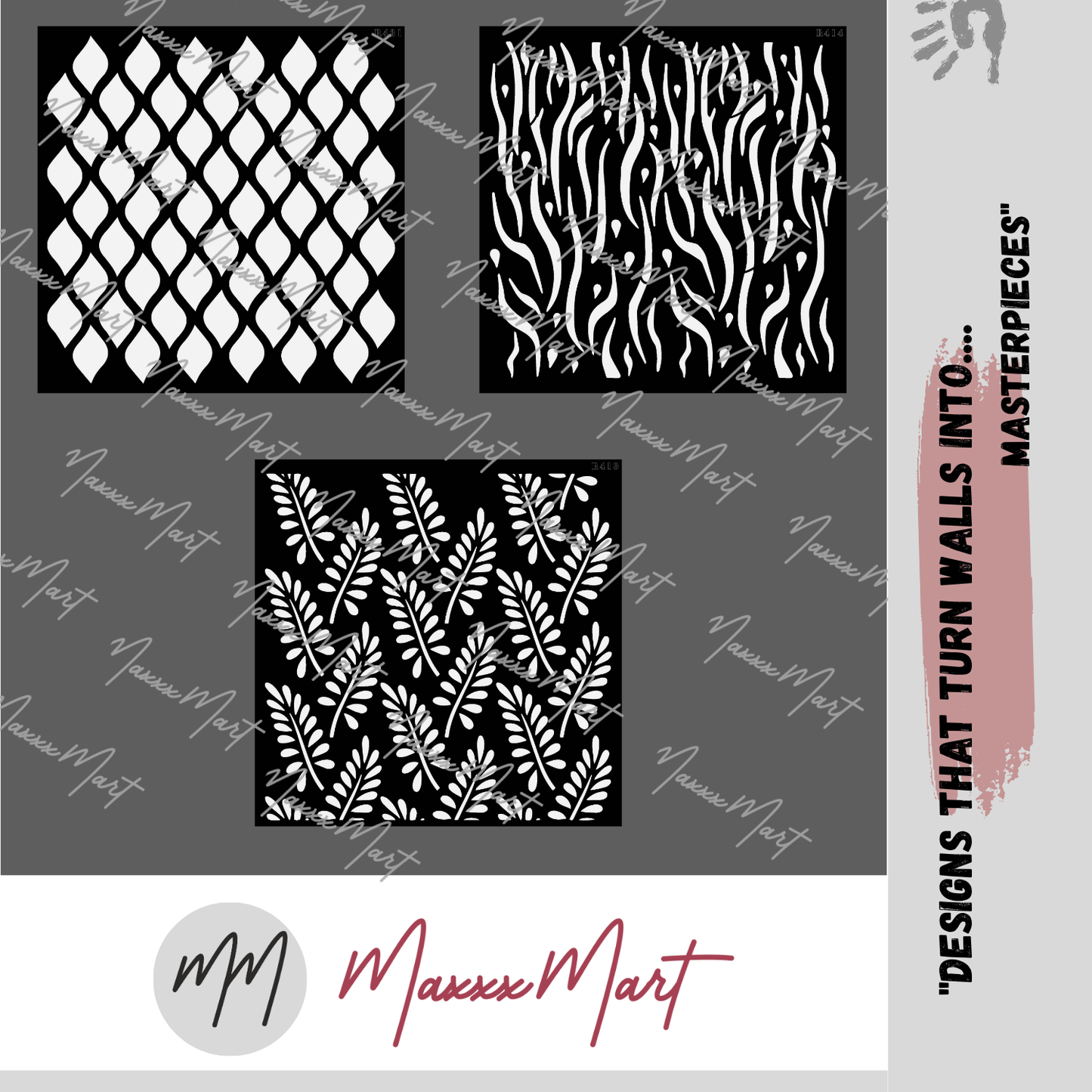 MaxxxMart - Wall Pattern Wall Stencil(Inches)