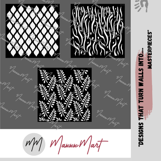 MaxxxMart - Wall Pattern Wall Stencil(Inches)