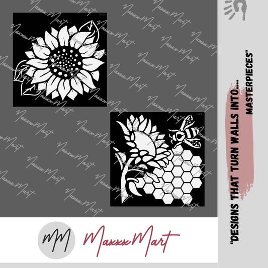 MaxxxMart -Flower Wall Stencil(Inches)