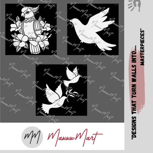 MaxxxMart-Birds Wall Stencils(Inches)
