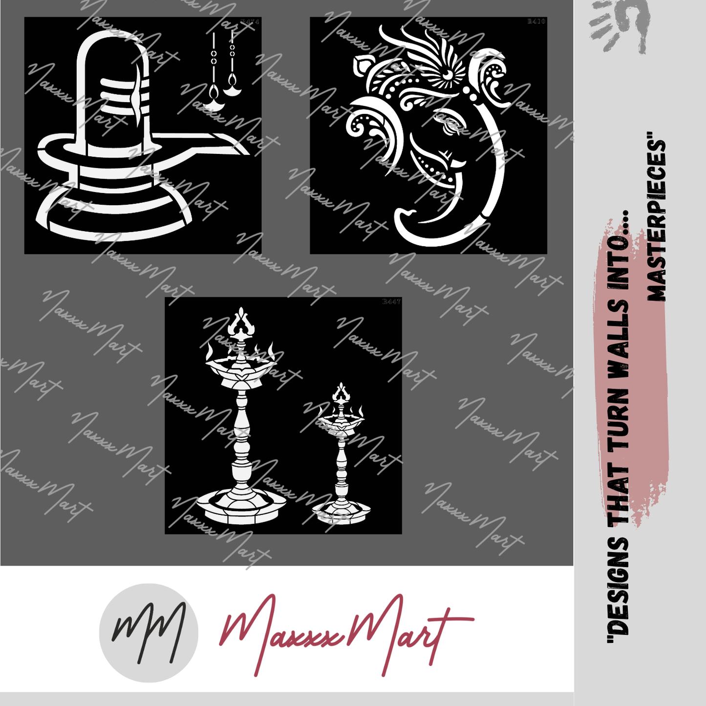 MaxxxMart-God Theme Wall Stencils(inches)