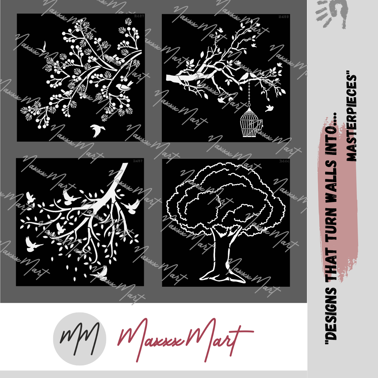 MaxxMart-Trees And Branches  Wall Stencil-6 (Inches)