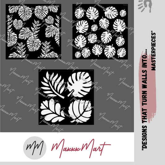 MaxxxMart-Leaves Wall Stencil(Inches)