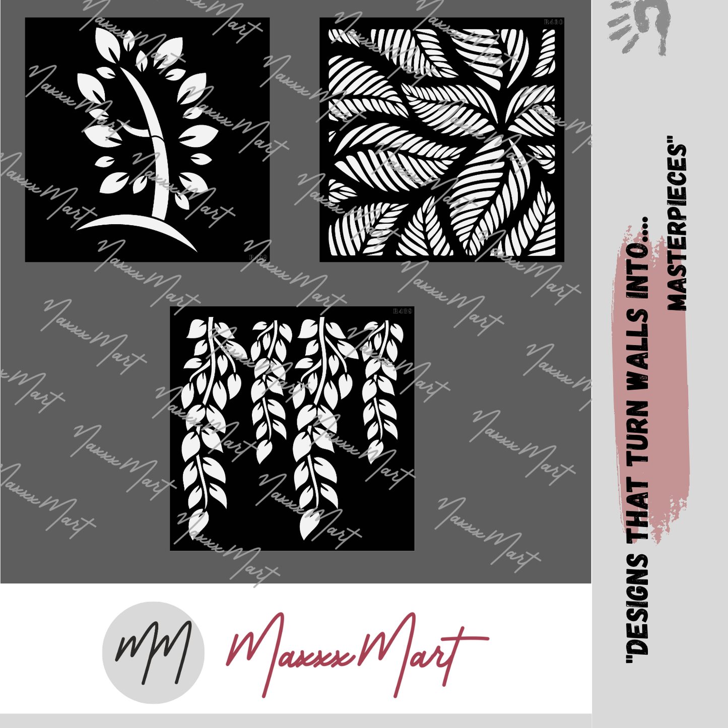 MaxxxMart - Leaves Wall Stencil(Inches)