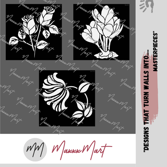 MaxxxMart-Flower Wall Stencil(Inches)