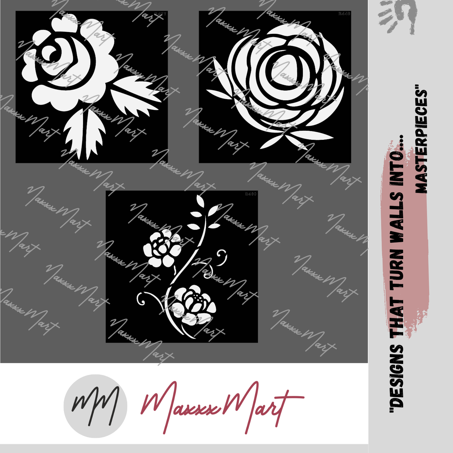 MaxxxMart-Flower Wall Stencil(Inches)