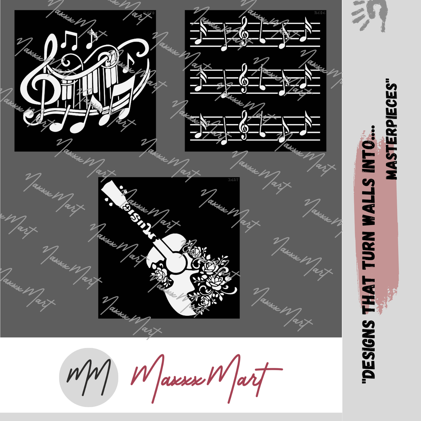MaxxxMart-Music  Wall Stencils(Inches)