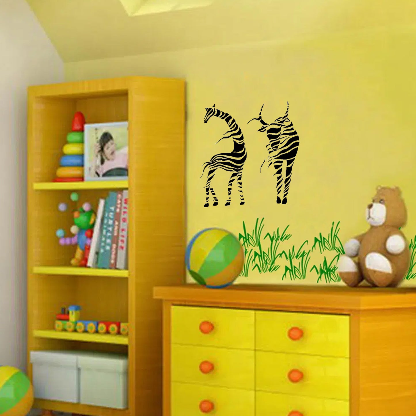 Maxxxmart - Panda, Rabbit, Giraffe, Deer wall stencil (Inches)