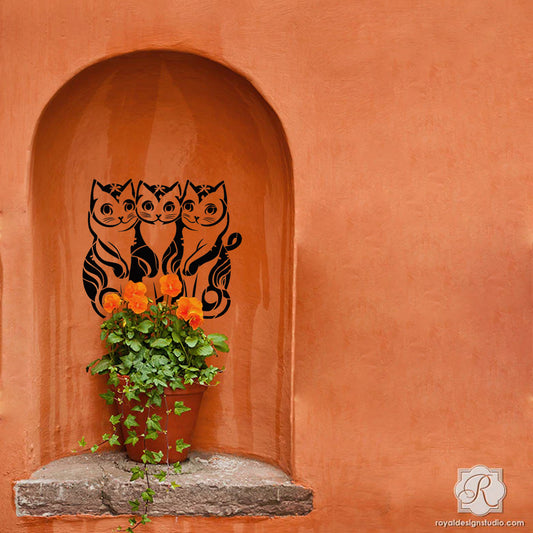 MaxxxMart - Triple cat wall Stencil (Inches)