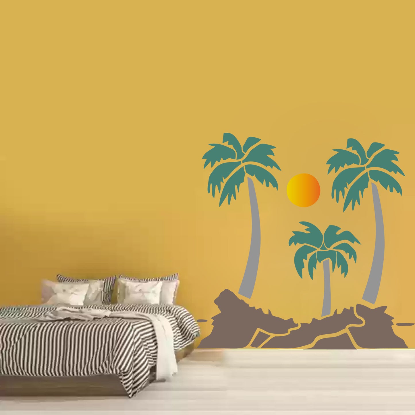 MaxxxMart - Tropical Sunset Island Stencil-1 (Inches)