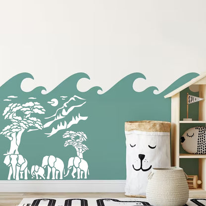 MaxxxMart - Tropical Sunset Island Stencil-2 (Inches)