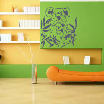 Maxxxmart - Train Tunnel, Koala Family, Kids in Rain wall stencil (Inches)