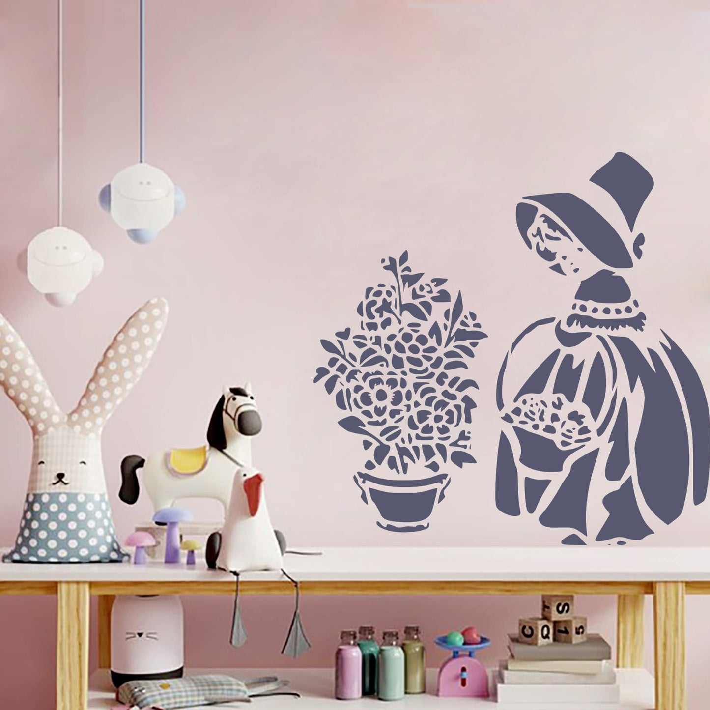 Maxxxmart - Vintage Garden Gatherer wall  Stencil (Inches)