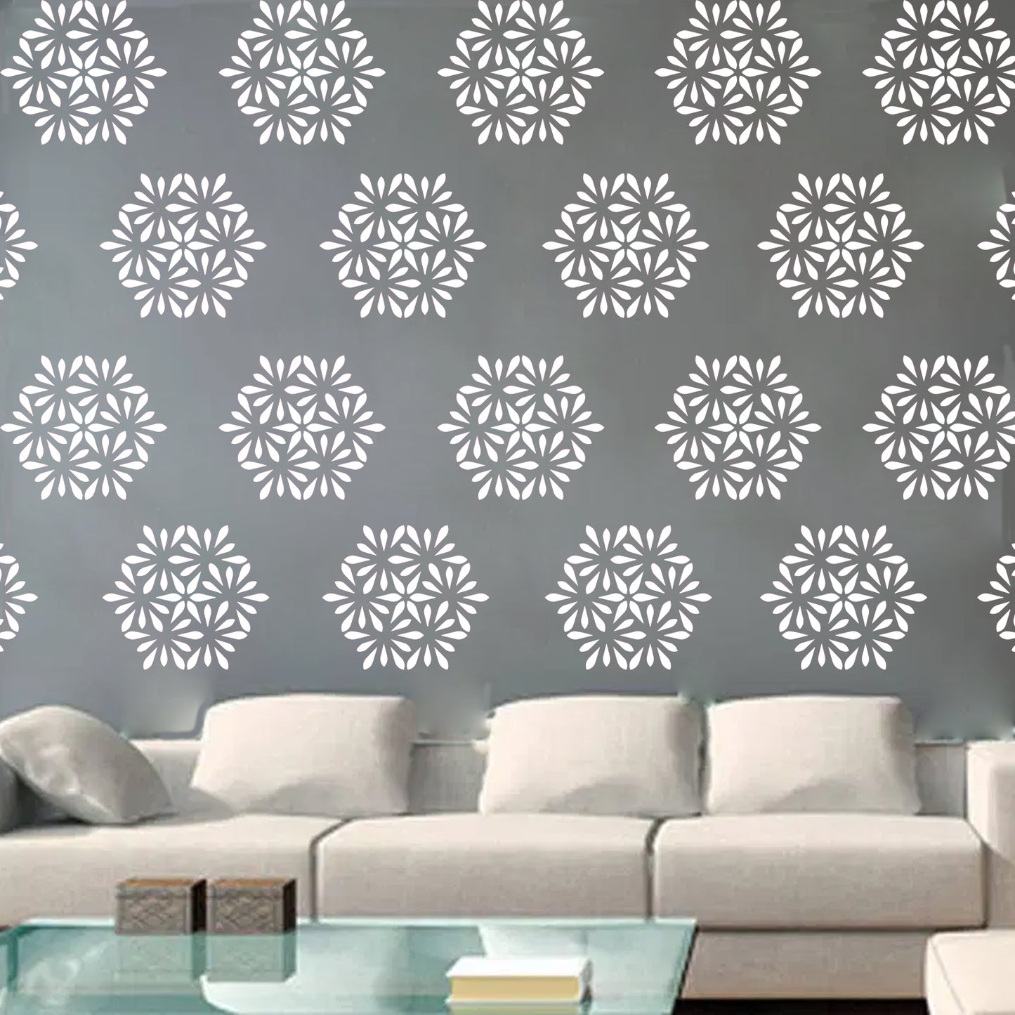 MaxxxMart - Modern Petal Flower Wall Stencil (Inches)