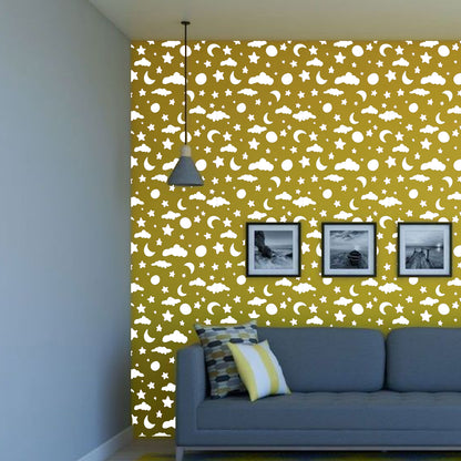 Maxxxmart - Sun and Stars Cosmos Design Wall stencil (Inches)
