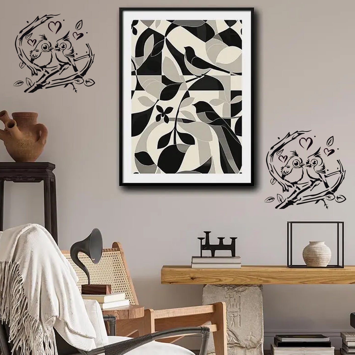 MaxxxMart - Love Birds Wall Stencil (Inches)