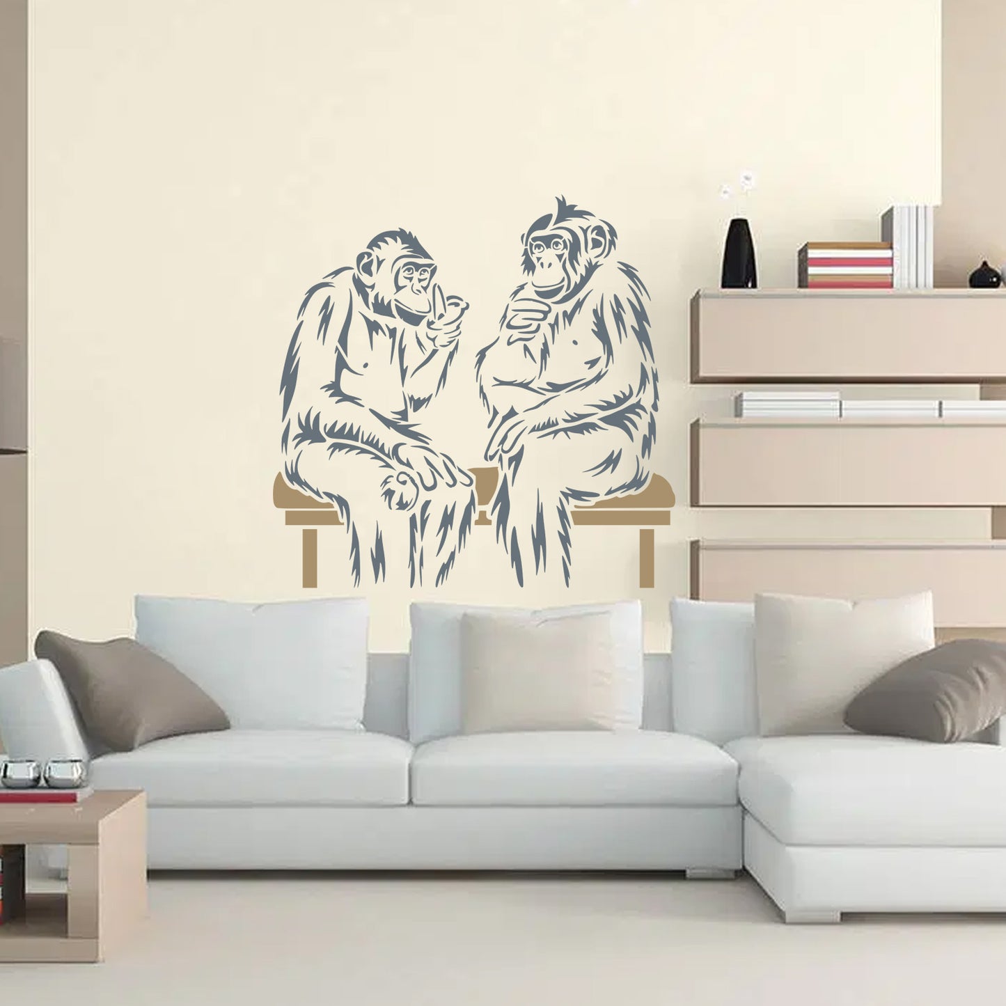 Maxxxmart - Chimpanzee and Leopard Cubs wall  Stencil