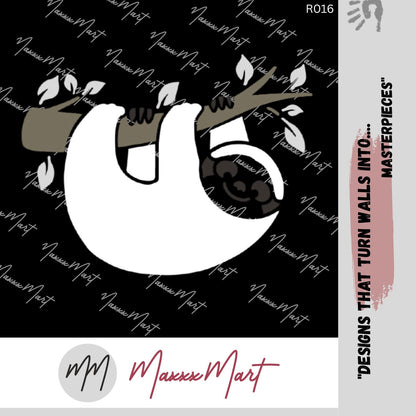 Maxxxmart Cute Sloth Wall Stencil – Hanging on Tree Branch Design