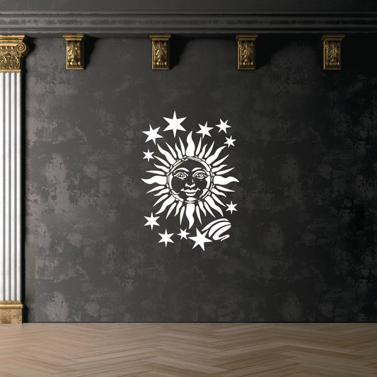 Maxxxmart - Sun and Stars Cosmos Design Wall stencil (Inches)