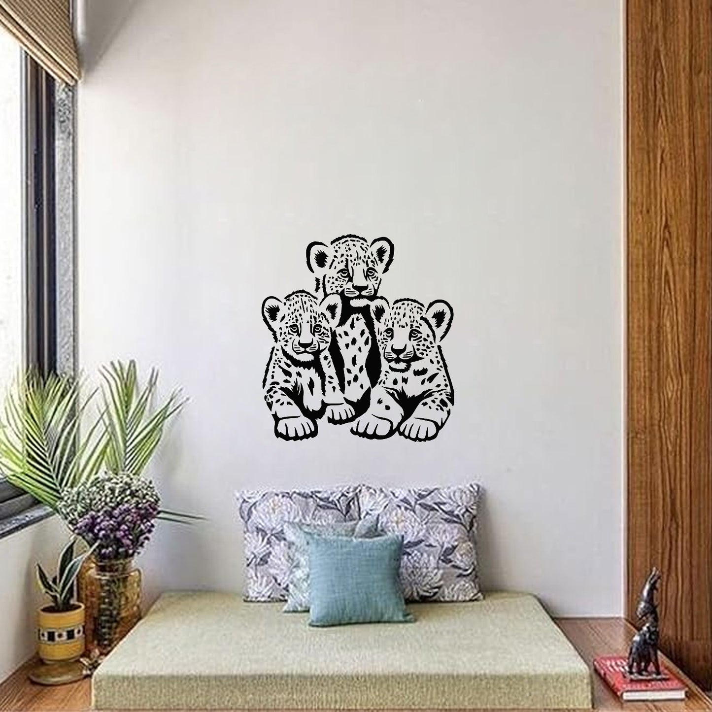 Maxxxmart - Chimpanzee and Leopard Cubs wall  Stencil