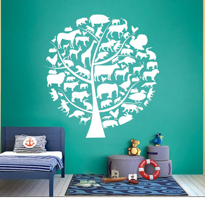 Maxxxmart - Global Animal Tree Wall Stencil (Inches)