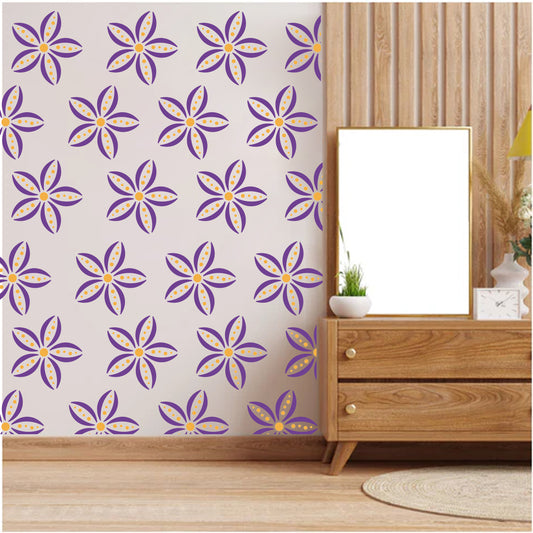 MaxxxMart - Modern Petal Flower Wall Stencil (Inches)