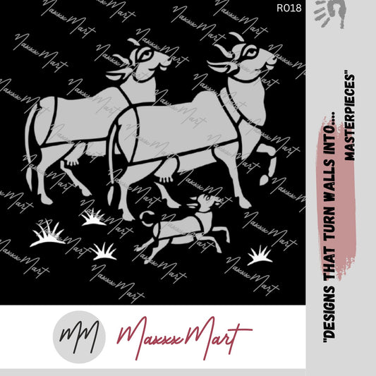 Maxxxmart Cow & Calf Wall Stencil – Traditional Farm Animal Design