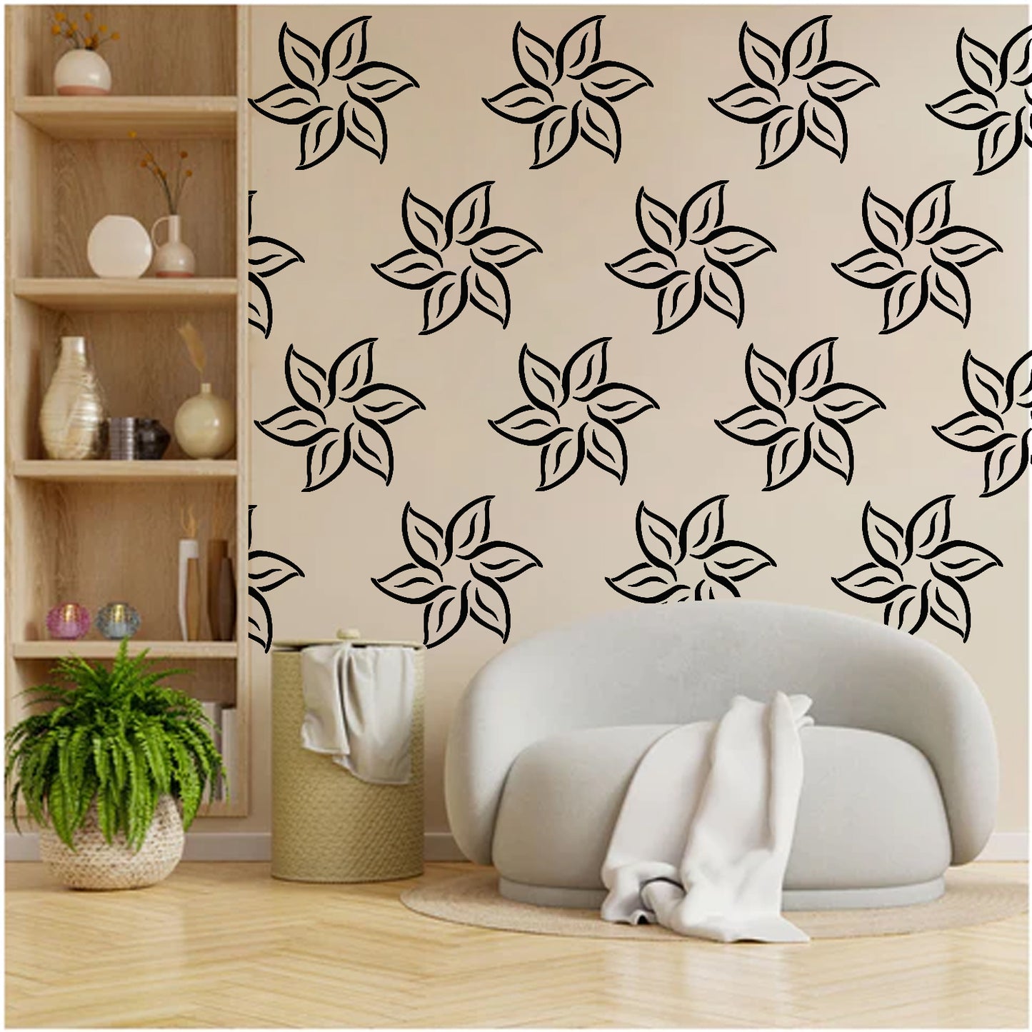 MaxxxMart - Modern Petal Flower Wall Stencil (Inches)
