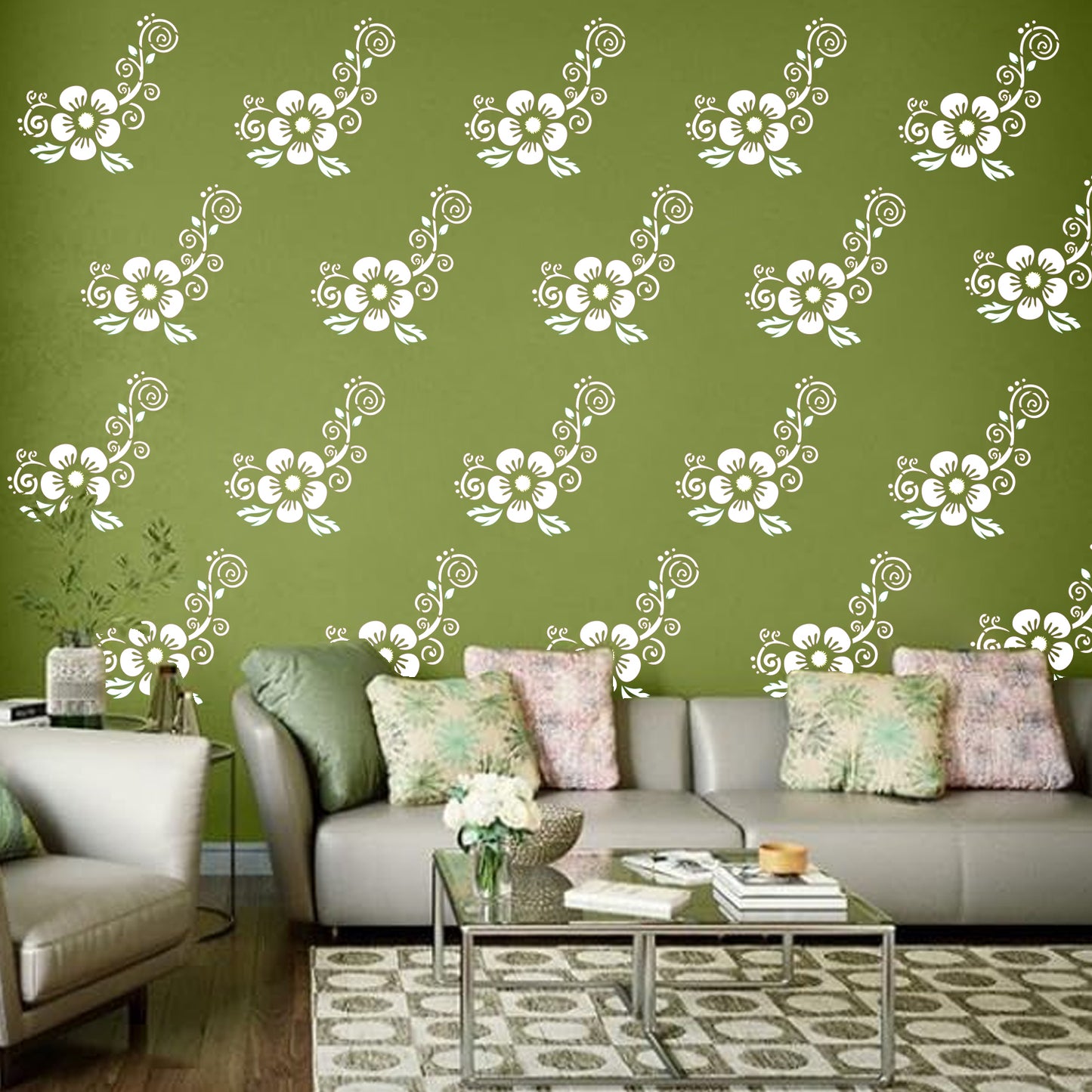 MaxxxMart - Flower Border wall stencil (Inches)