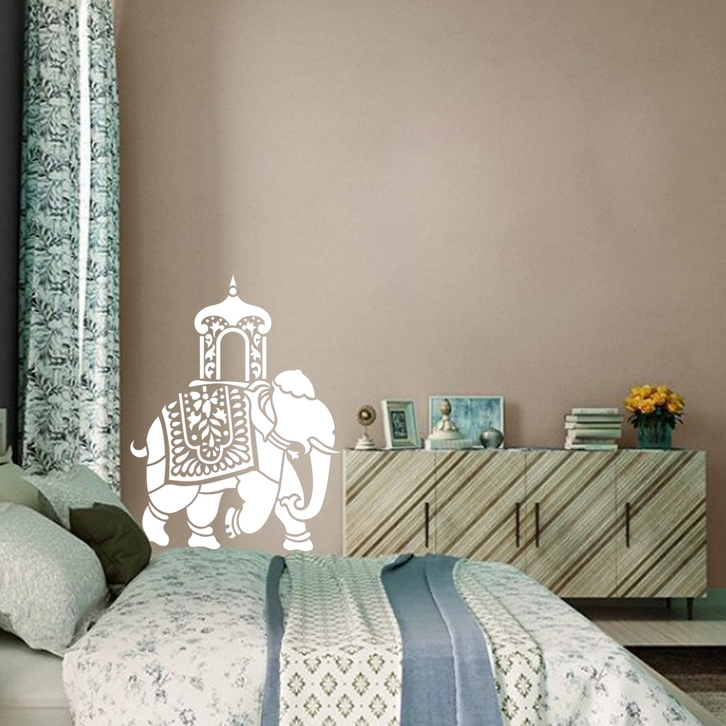 MaxxxMart - Ceremonial elephant Wall stencil (Inches)