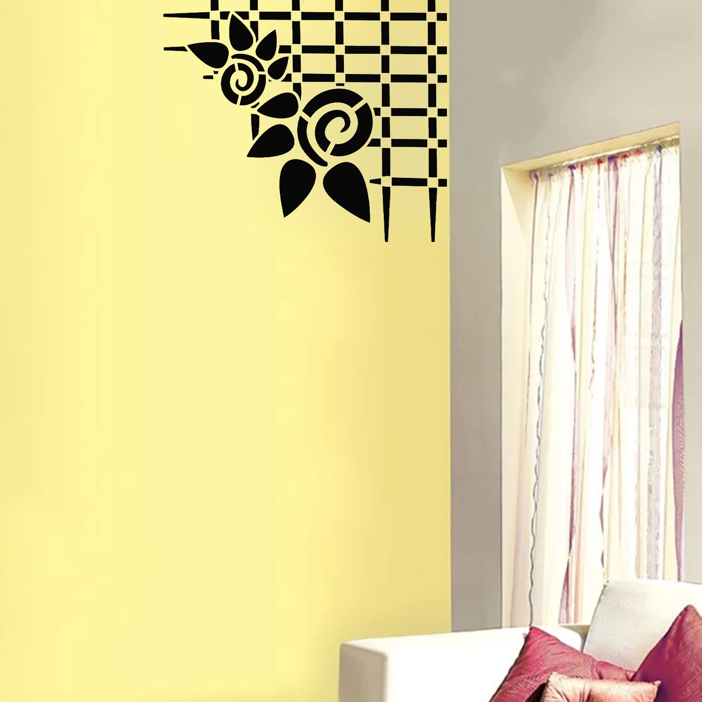 MaxxxMart - Flower Border wall stencil (Inches)